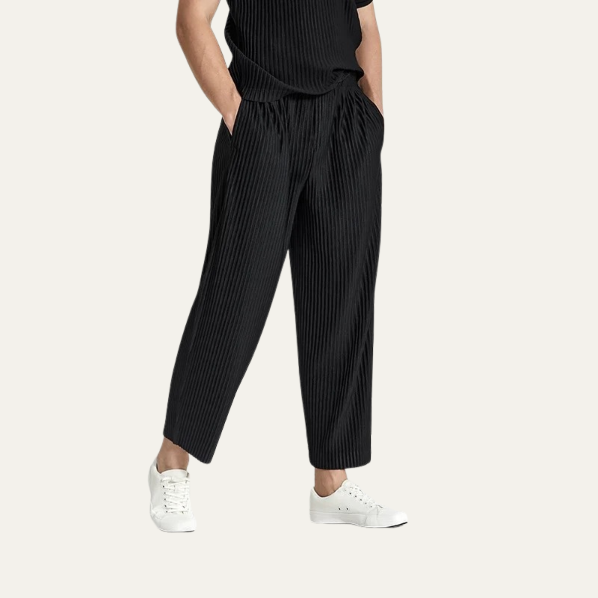 Herren-Plisseehose mit elastischem Bund und geradem Bein-Pants for Men-Alpenkind