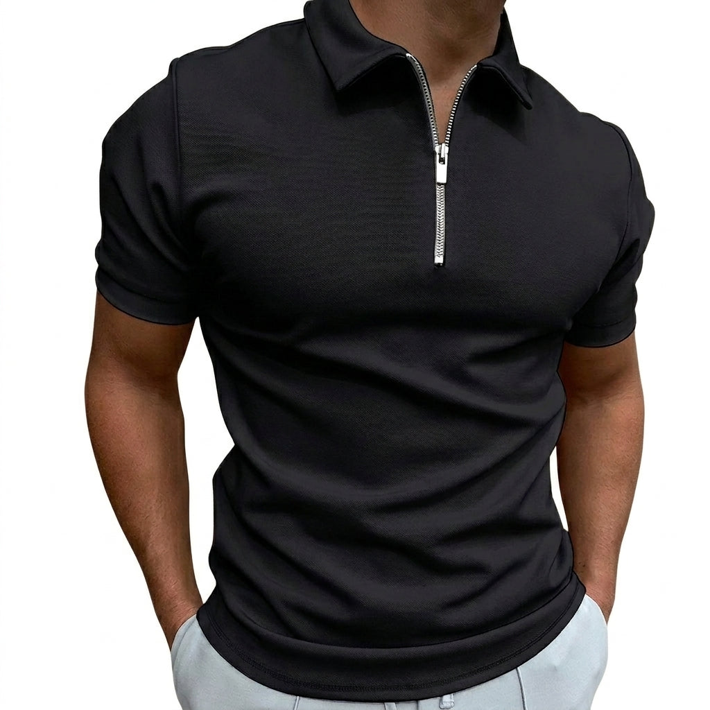 Herren-Polohemd mit Kurzarm und Reißverschluss-Shirts for men-Alpenkind