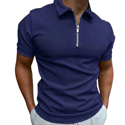 Herren-Polohemd mit Kurzarm und Reißverschluss-Shirts for men-Alpenkind