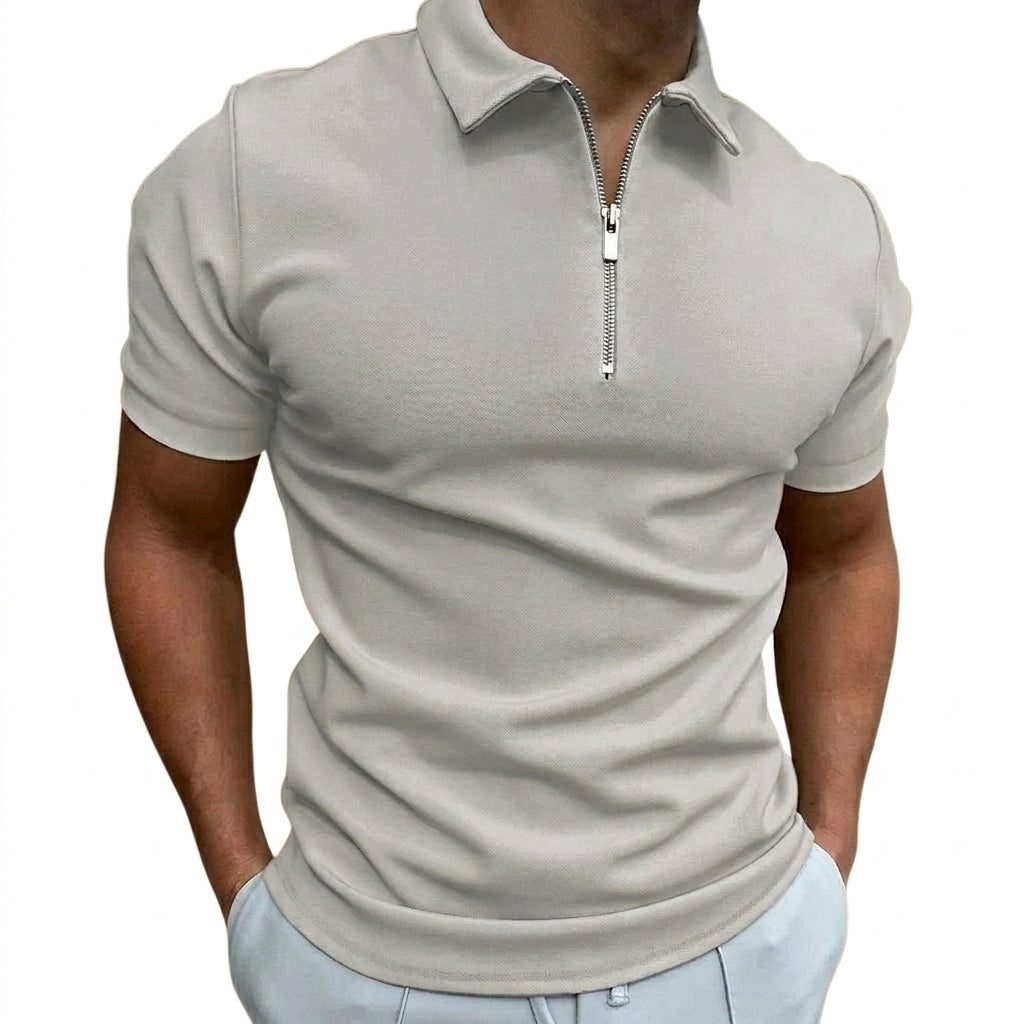 Herren-Polohemd mit Kurzarm und Reißverschluss-Shirts for men-Alpenkind