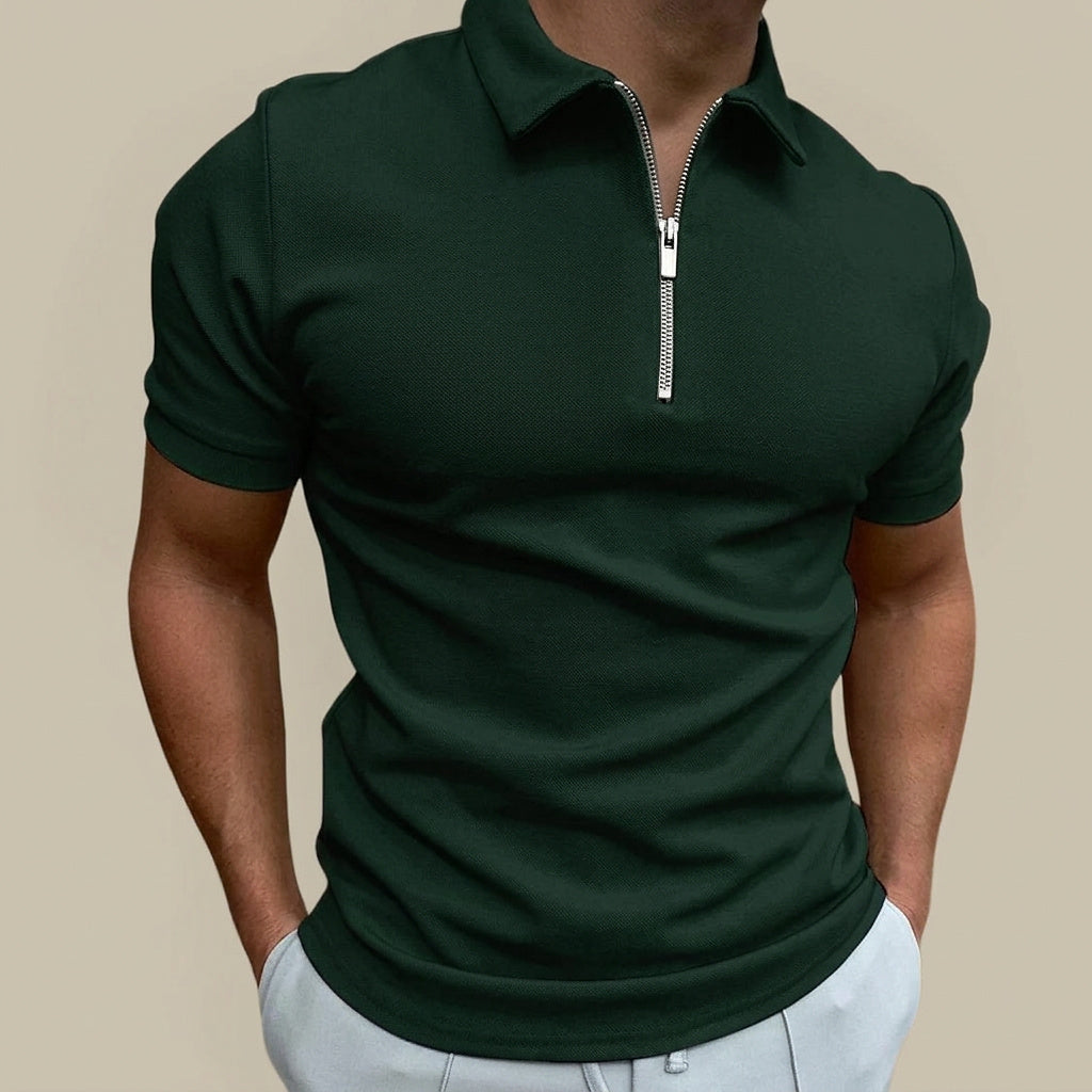 Herren-Polohemd mit Kurzarm und Reißverschluss-Shirts for men-Alpenkind