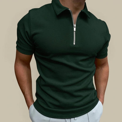 Herren-Polohemd mit Kurzarm und Reißverschluss-Shirts for men-Alpenkind