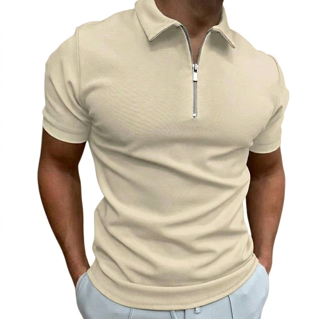 Herren-Polohemd mit Kurzarm und Reißverschluss-Shirts for men-Alpenkind