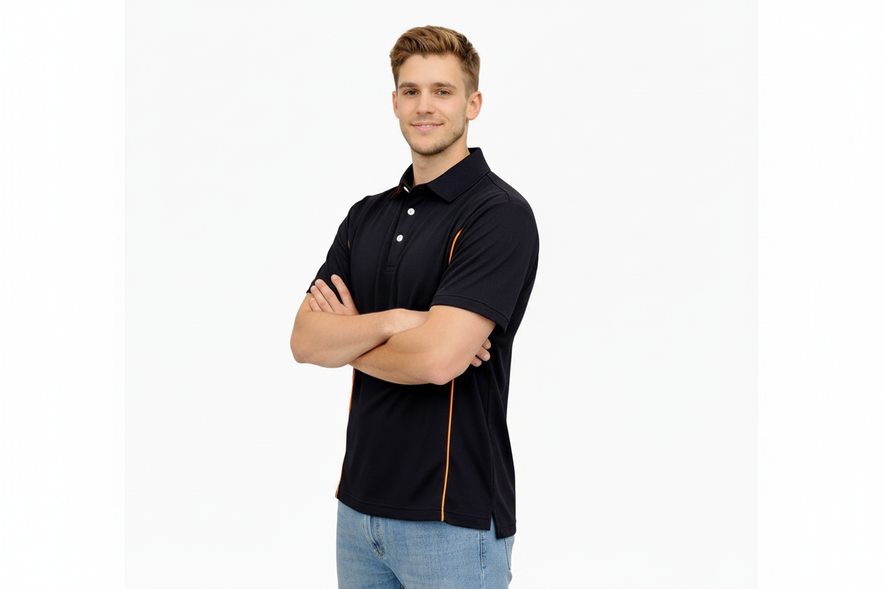 Herren Polokragenhemd mit kurzen Ärmeln und Knopfleiste-Shirts for men-Alpenkind