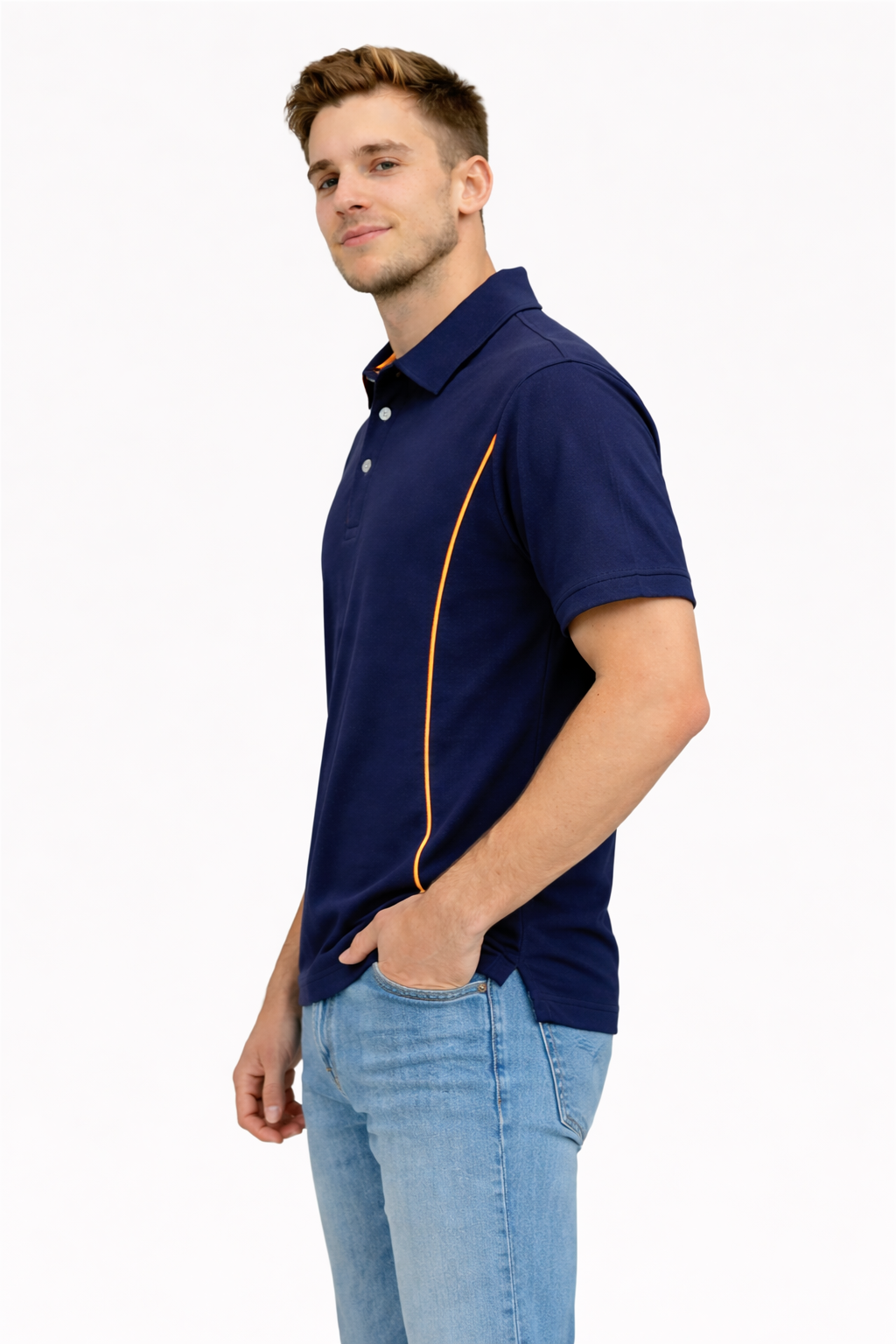 Herren Polokragenhemd mit kurzen Ärmeln und Knopfleiste-Shirts for men-Alpenkind