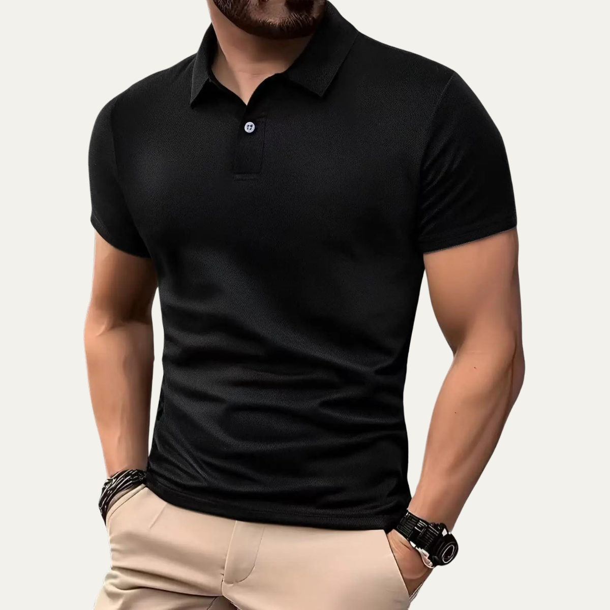 Herren-Poloshirt mit kurzen Ärmeln und Knopfleiste-Shirts for men-Alpenkind