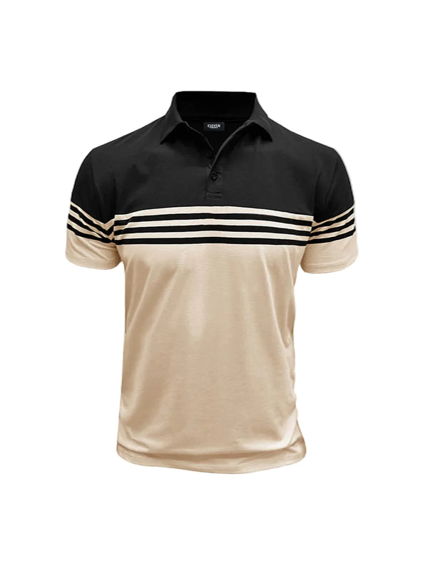 Herren Poloshirt mit kurzen Ärmeln und Querstreifen-Shirts for men-Alpenkind