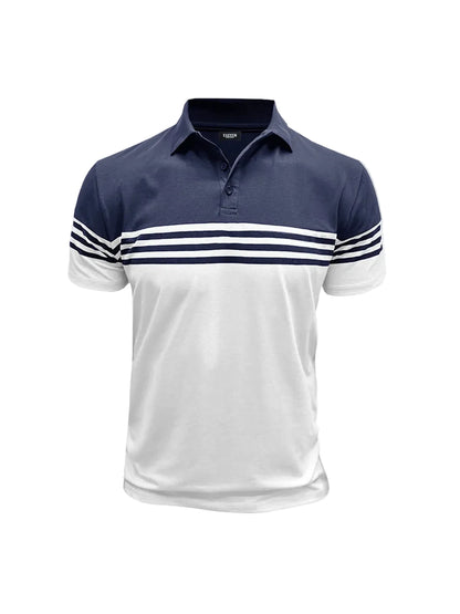 Herren Poloshirt mit kurzen Ärmeln und Querstreifen-Men Shirt-Alpenkind