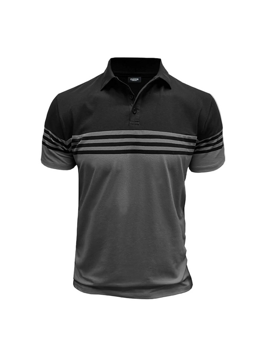 Herren Poloshirt mit kurzen Ärmeln und Querstreifen-Men Shirt-Alpenkind