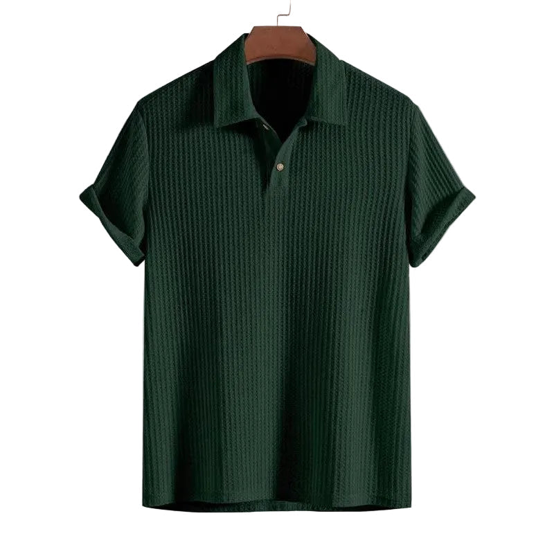 Herren Poloshirt mit Strukturmuster und Knopfleiste-Men's T-shirts-Alpenkind