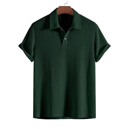 Herren Poloshirt mit Strukturmuster und Knopfleiste-Men's T-shirts-Alpenkind
