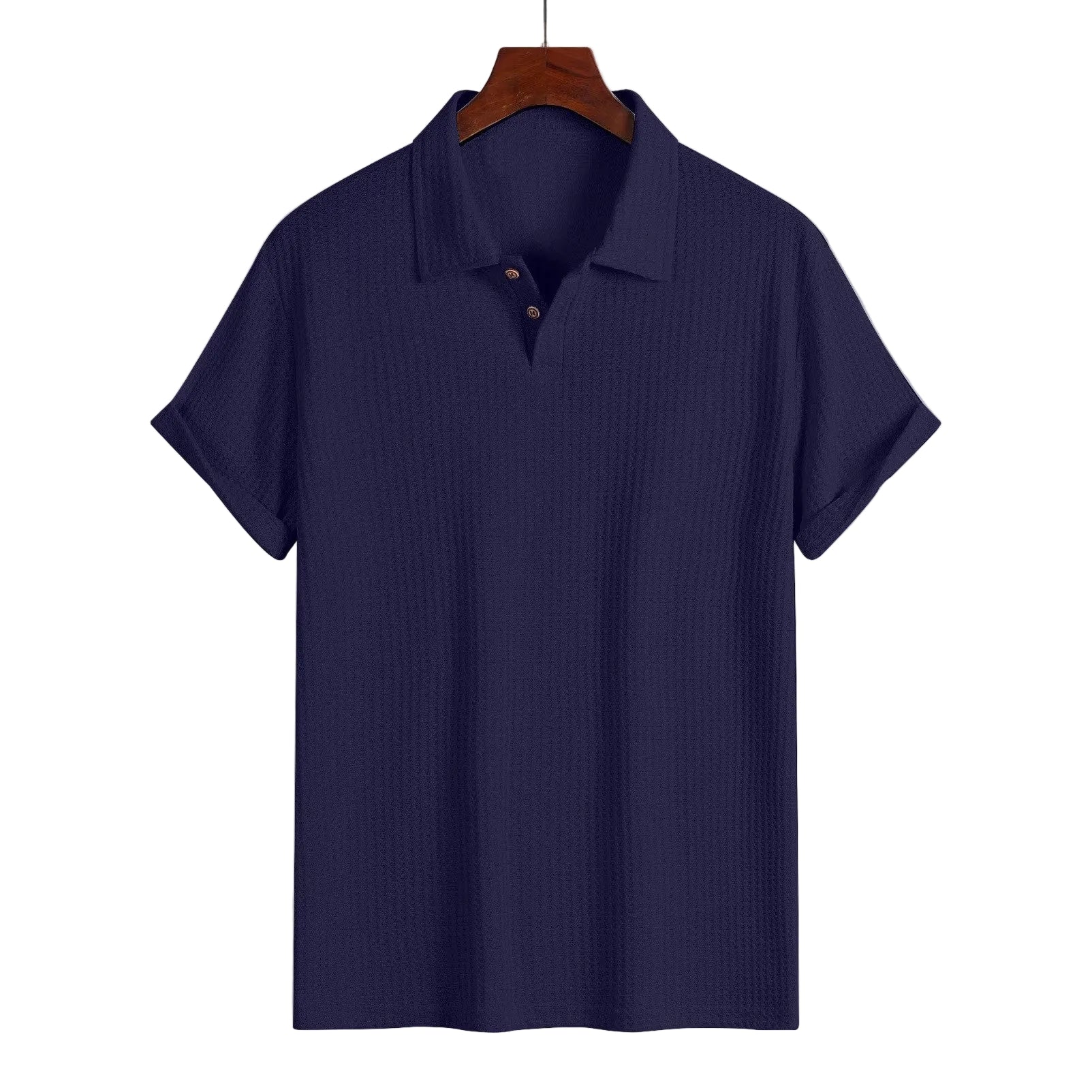 Herren Poloshirt mit Strukturmuster und Knopfleiste-Men's T-shirts-Alpenkind