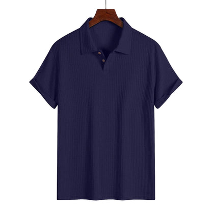 Herren Poloshirt mit Strukturmuster und Knopfleiste-Men's T-shirts-Alpenkind