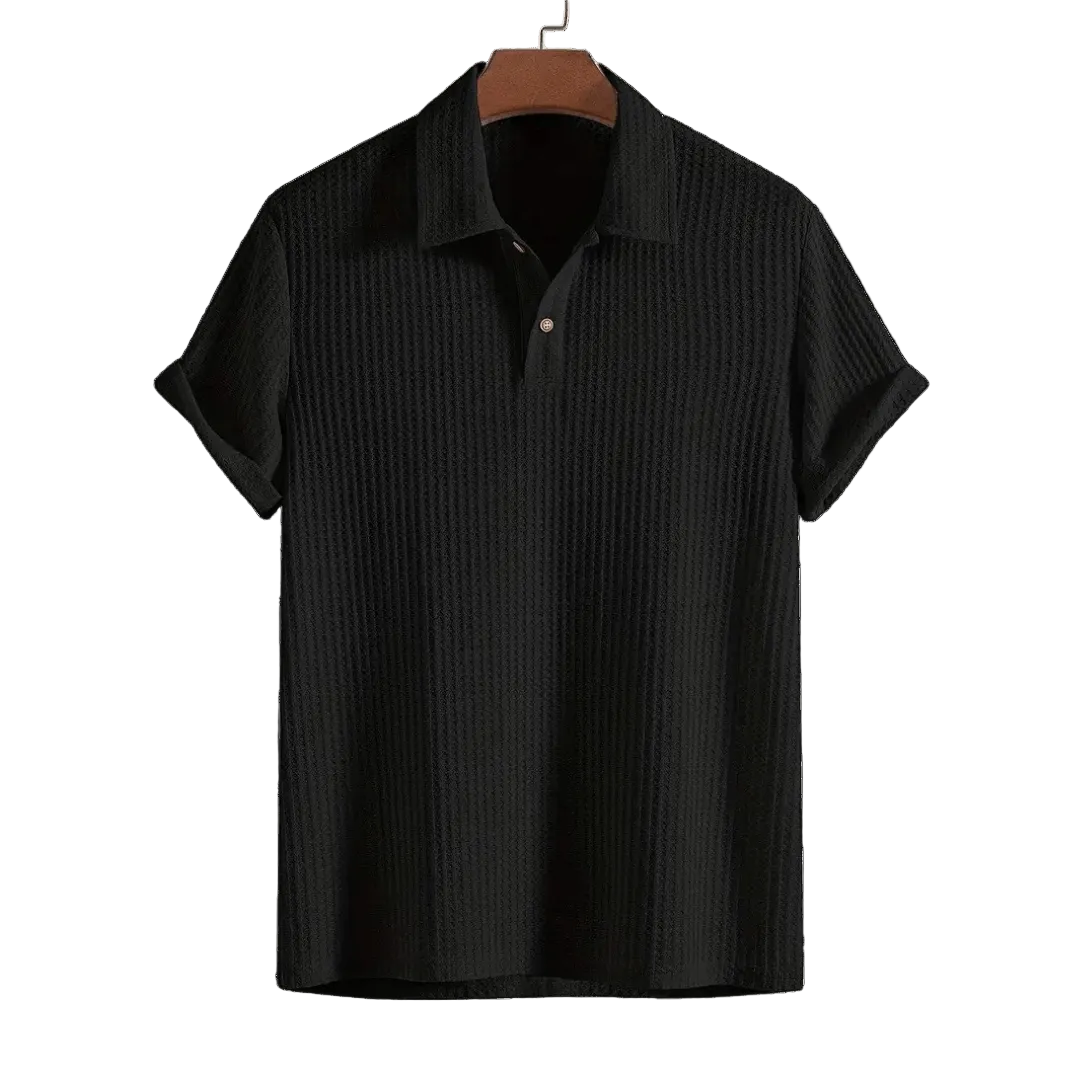 Herren Poloshirt mit Strukturmuster und Knopfleiste-Men's T-shirts-Alpenkind
