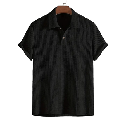 Herren Poloshirt mit Strukturmuster und Knopfleiste-Men's T-shirts-Alpenkind