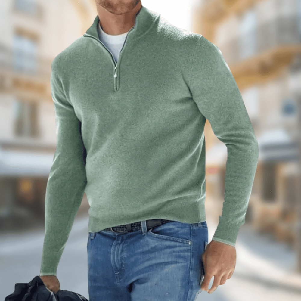 Herren-Pullover mit Viertelreißverschluss-Sweaters for men-Alpenkind