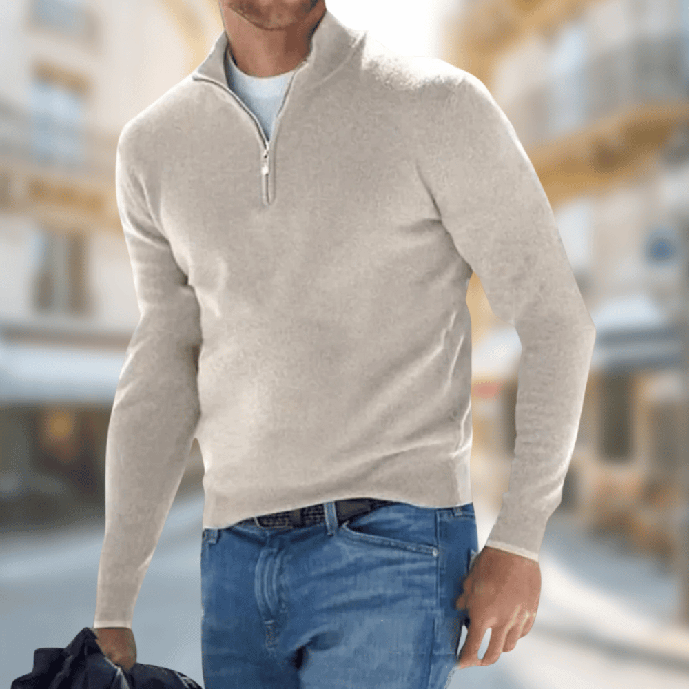 Herren-Pullover mit Viertelreißverschluss-Sweaters for men-Alpenkind