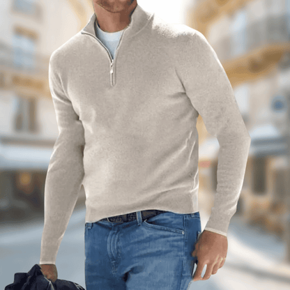 Herren-Pullover mit Viertelreißverschluss-Sweaters for men-Alpenkind