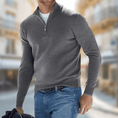 Herren-Pullover mit Viertelreißverschluss-Sweaters for men-Alpenkind