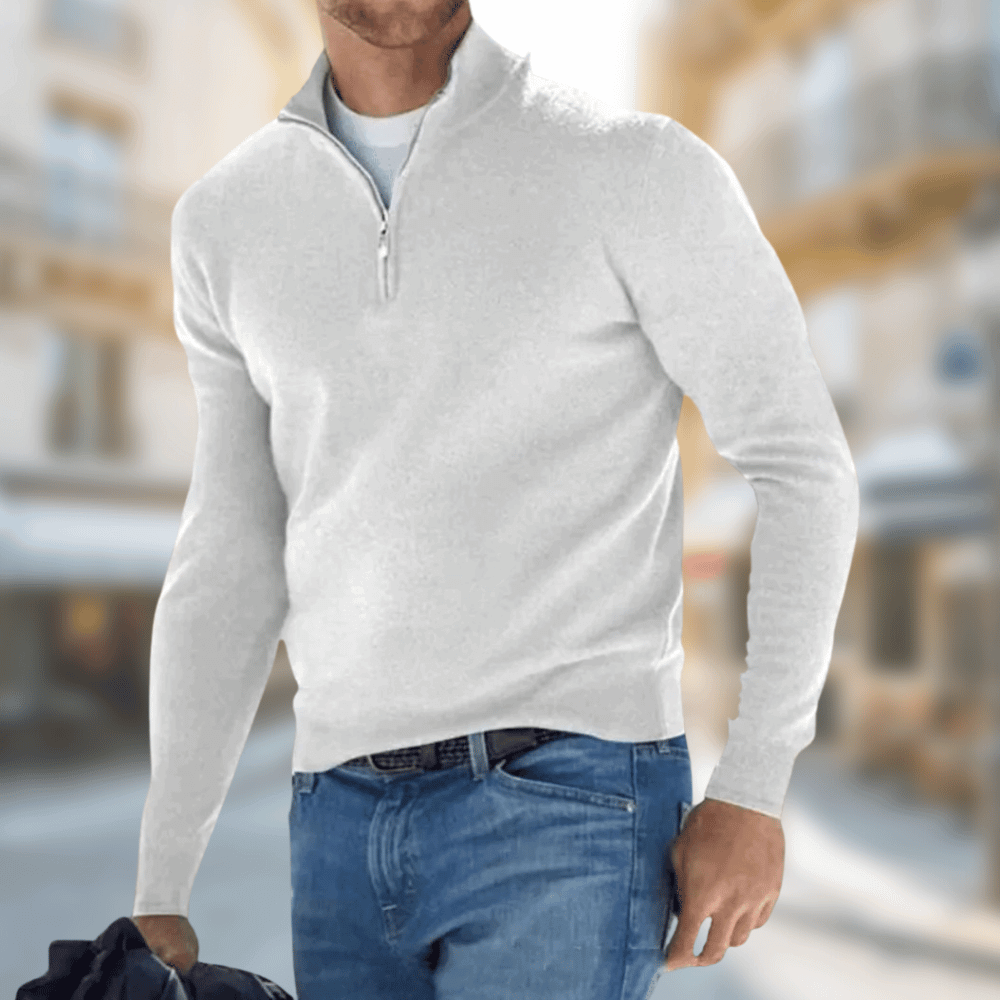 Herren-Pullover mit Viertelreißverschluss-Sweaters for men-Alpenkind