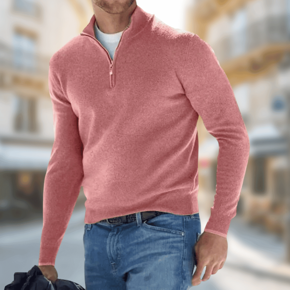 Herren-Pullover mit Viertelreißverschluss-Sweaters for men-Alpenkind