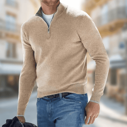 Herren-Pullover mit Viertelreißverschluss-Sweaters for men-Alpenkind