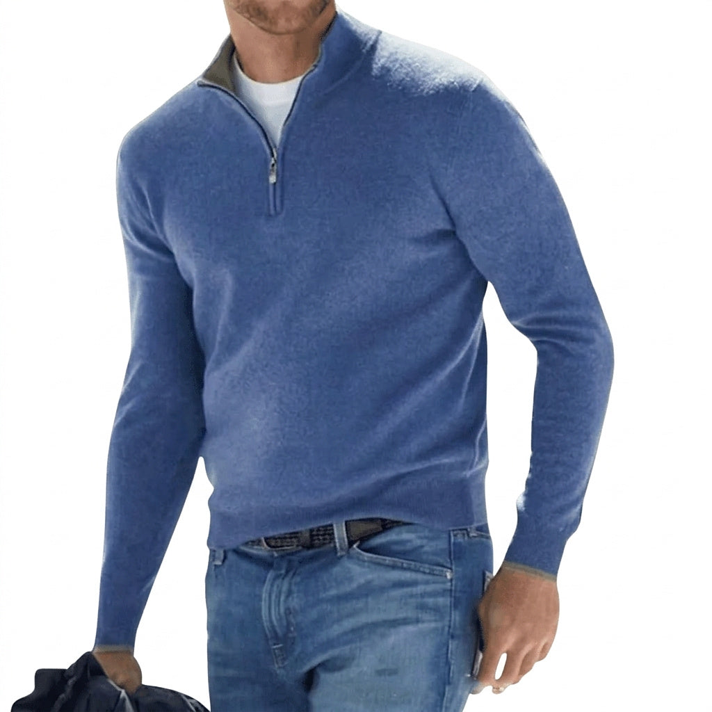 Herren-Pullover mit Viertelreißverschluss-Sweaters for men-Alpenkind