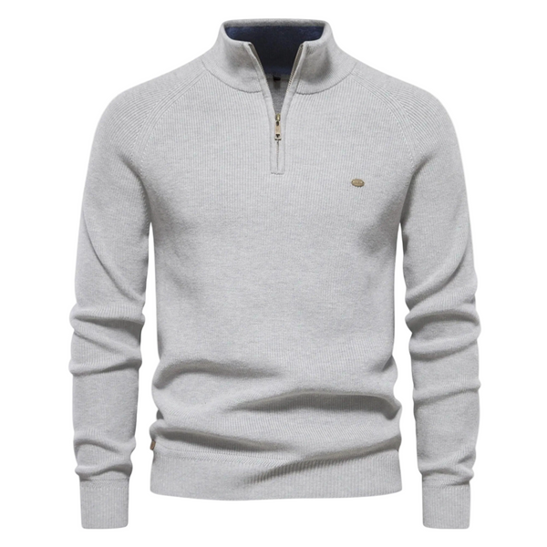 Herren Pullover mit Zipper-Kragen, Rippmuster und modernem Schnitt-Women Sweaters-Alpenkind