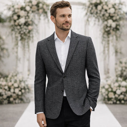 Herren Sakko mit Einreihiger Knopfleiste, Reverskragen und Aufgesetzten Taschen-Blazer for Men-Alpenkind
