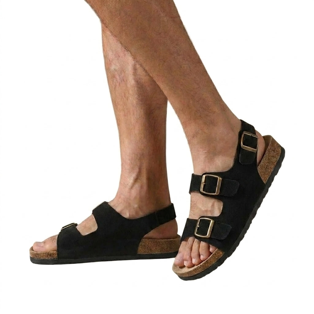 Herren Sandalen mit drei Riemen und Schnallen-Footwear for men-Alpenkind