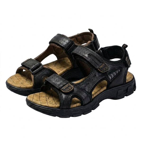 Herren-Sandalen mit drei verstellbaren Klettverschlussriemen und profilierter Laufsohle-Footwear for men-Alpenkind