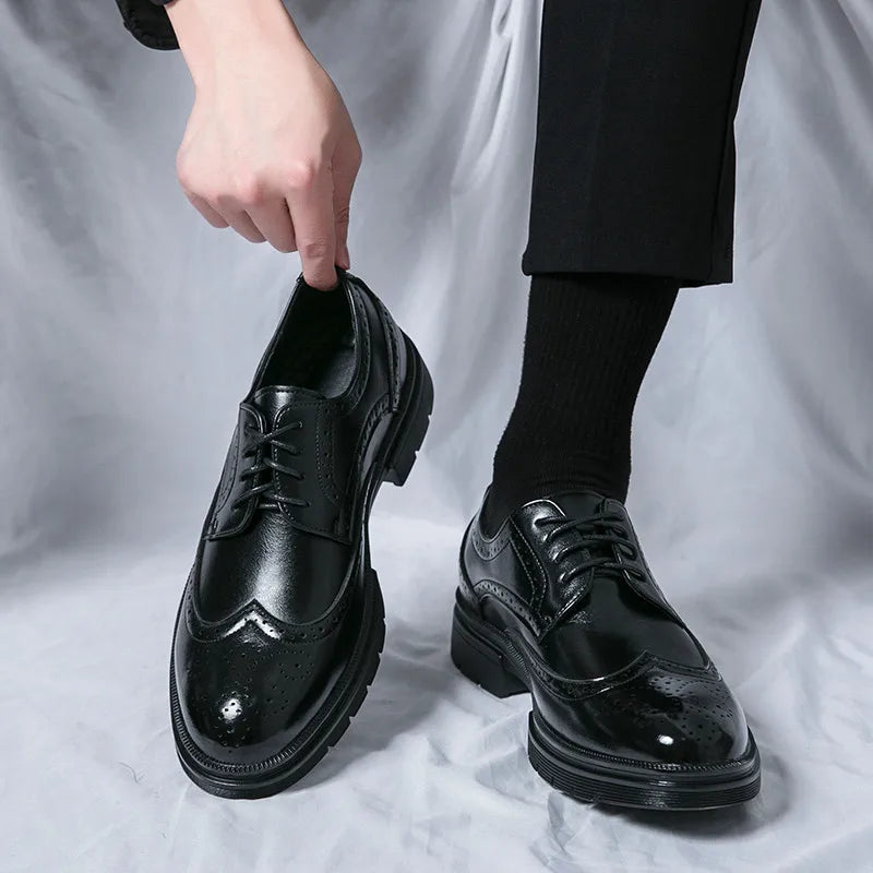 Herren Schnürschuhe mit Wingtip-Details und Perforierter Oberfläche-Footwear for men-Alpenkind