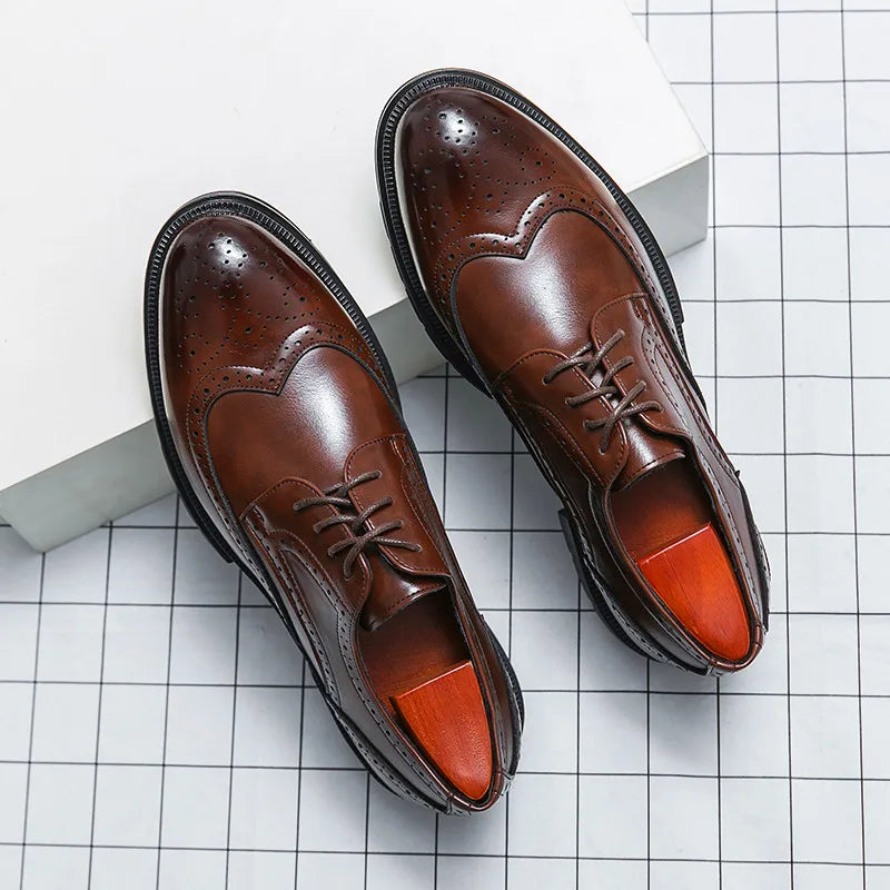 Herren Schnürschuhe mit Wingtip-Details und Perforierter Oberfläche-Footwear for men-Alpenkind