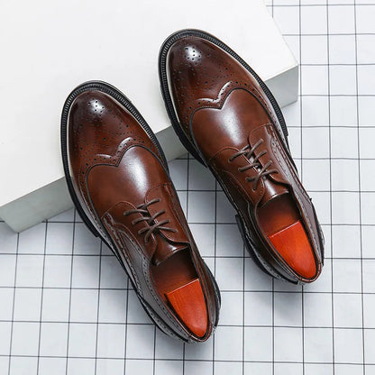 Herren Schnürschuhe mit Wingtip-Details und Perforierter Oberfläche-Footwear for men-Alpenkind