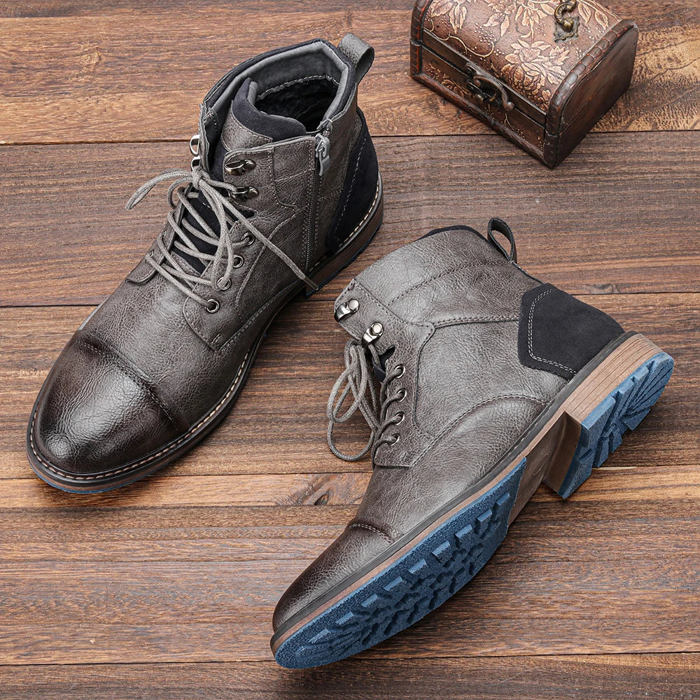 Herren-Schnürstiefeletten mit seitlichem Reißverschluss-Footwear for men-Alpenkind