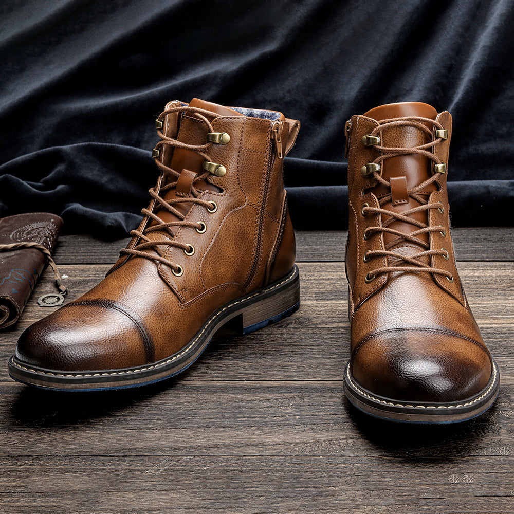 Herren-Schnürstiefeletten mit seitlichem Reißverschluss-Footwear for men-Alpenkind