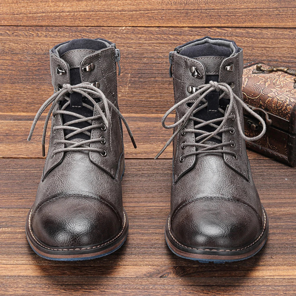 Herren-Schnürstiefeletten mit seitlichem Reißverschluss-Footwear for men-Alpenkind