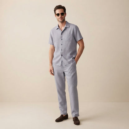 Herren-Set aus kurzärmeligem Hemd mit Knopfleiste und Hose mit Kordelzug-Sets for Men-Alpenkind