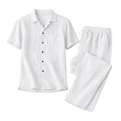 Herren-Set aus kurzärmeligem Hemd mit Knopfleiste und Hose mit Kordelzug-Sets for Men-Alpenkind