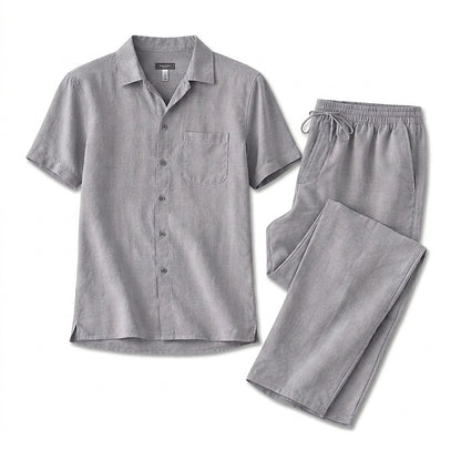 Herren-Set aus kurzärmeligem Hemd mit Knopfleiste und Hose mit Kordelzug-Sets for Men-Alpenkind