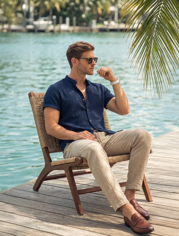 Herren-Set aus kurzärmeligem Hemd und Hose-Sets for Men-Alpenkind