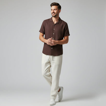 Herren-Set aus Kurzarmhemd mit Reverskragen und Hose mit Kordelzug-Sets for Men-Alpenkind