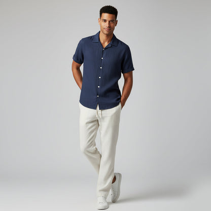 Herren-Set aus Kurzarmhemd mit Reverskragen und Hose mit Kordelzug-Sets for Men-Alpenkind