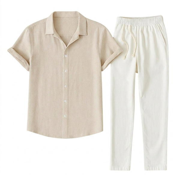 Herren-Set aus Kurzarmhemd mit Reverskragen und Hose mit Kordelzug-Sets for Men-Alpenkind