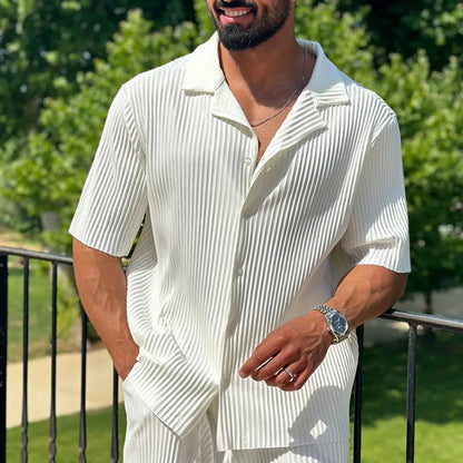 Herren Set mit kurzärmeligem geripptem Hemd und Hose-Shirts for men-Alpenkind