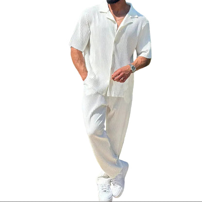 Herren Set mit kurzärmeligem geripptem Hemd und Hose-Shirts for men-Alpenkind