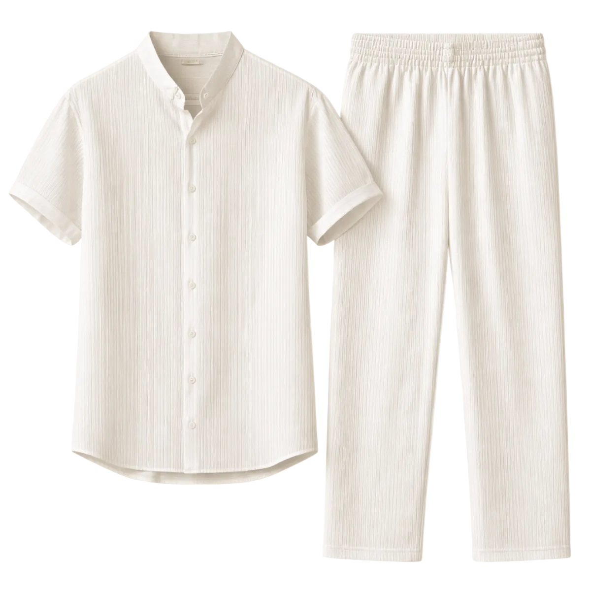 Herren Set mit Kurzarmhemd mit Stehkragen und Knopfleiste sowie Hose mit elastischem Bund-Shirts for men-Alpenkind