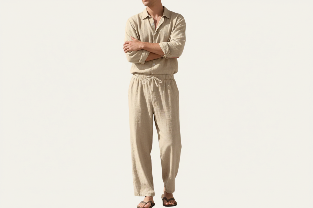 Herren Set mit Langarmhemd und Hose mit Kordelzug-Shirts for men-Alpenkind
