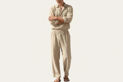 Herren Set mit Langarmhemd und Hose mit Kordelzug-Shirts for men-Alpenkind
