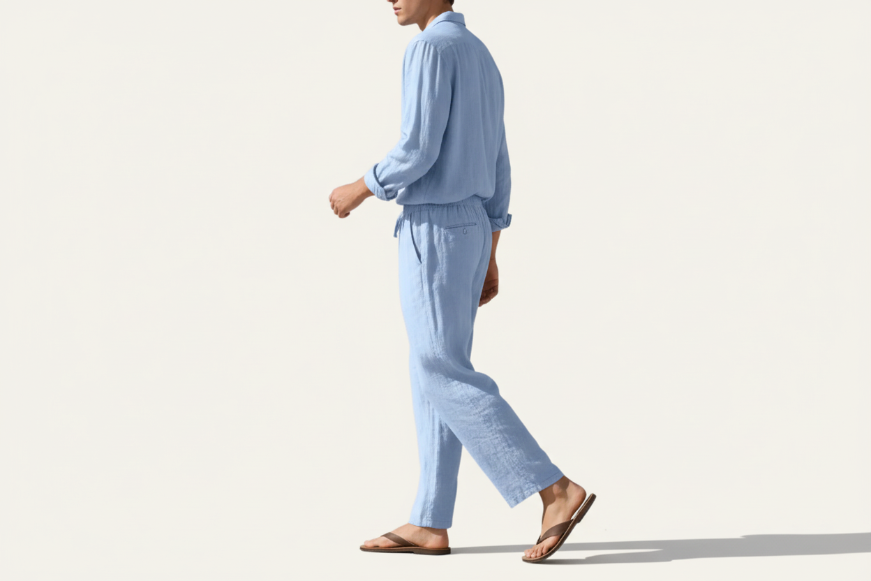 Herren Set mit Langarmhemd und Hose mit Kordelzug-Shirts for men-Alpenkind